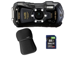Cámara Compacta Resistente Al Agua Pentax Wg-90 Negra + Funda + Tarjeta Sd De 8 Gb