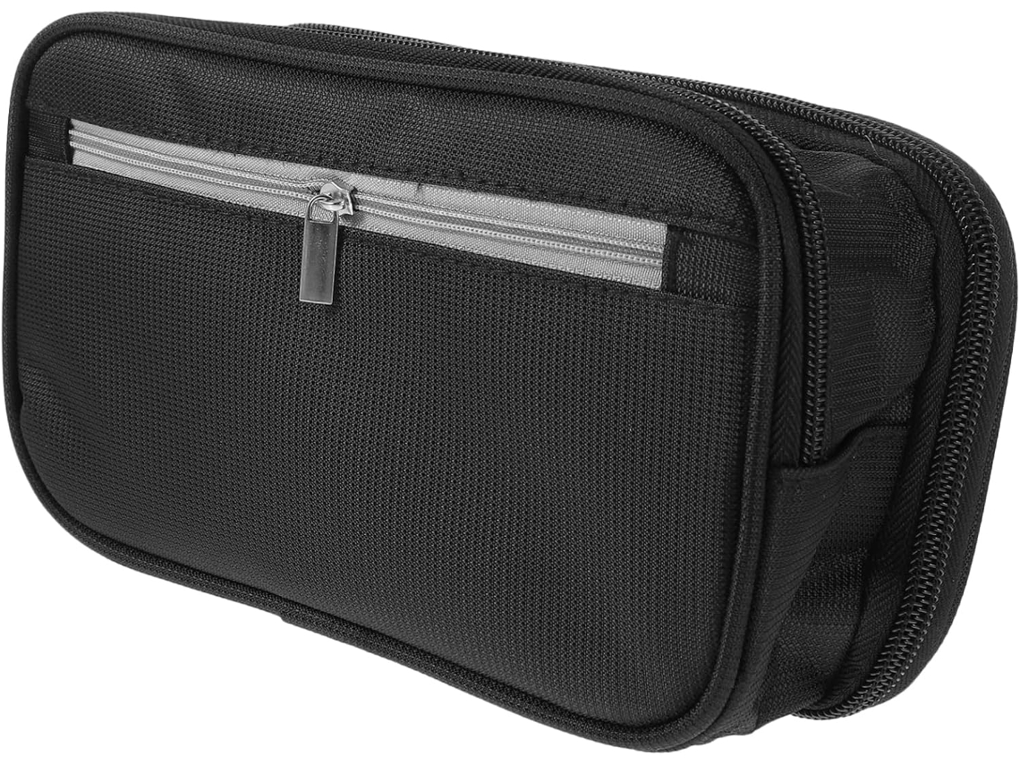 Estuche organizador multifuncional para lápices y bolígrafos, ideal para guardar y transportar material escolar.