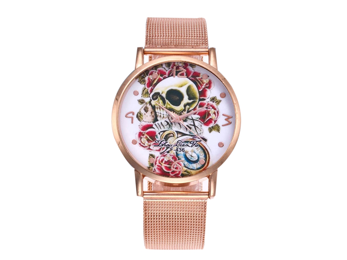 Reloj De Pareja Zhoulianfa Con Patrón De Calavera Dial Redondo Analógico De Cuarzo