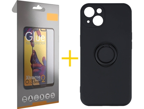 Carcasa + 1 Protector de Vidrio Full iPhone 13 Mini SKYHE Gel O-Ring Negro