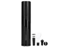 Abrebotellas eléctrico USB 4 en 1 con cuchilla cortadora y tapón de vacío, negro*