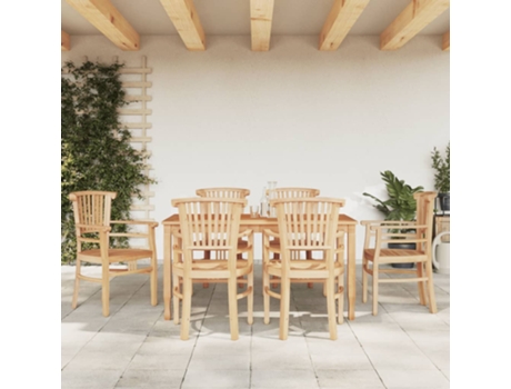 Conjunto 7 Juego De Comedor De Jardín VIDAXL Marrón Madera
