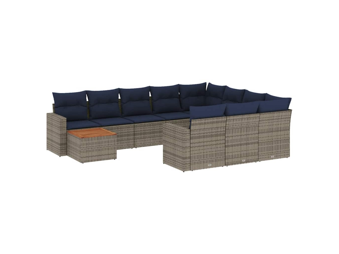 Maison Exclusive - Set De Sofás De Jardín 11 Pzas Y Cojines Ratán Sintético Gris