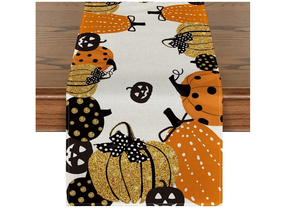 Mesa de calabaza de Halloween, decoración de fiesta en el hogar, 13 x 72 pulgadas MEOIRUERY