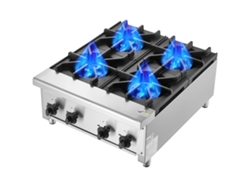 Estufa de gas comercial Succebuy, 4 quemadores, 610 x 775 x 335 mm, 28000 BTU, color plateado