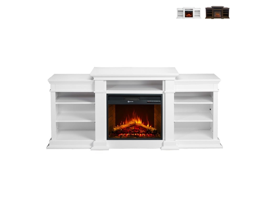 Chimenea Eléctrica de Piso de Madera Blanca W179 X P48 X H85 Biden DIVINA FIRE