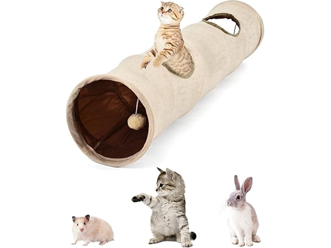 Túnel Para Gatos Con Dos Aberturas, Fabricado En Gamuza Suave Y Plegable, Ideal Para Gatitos Y Conejos, Con Diseño Ergonómico Para Uso Diari
