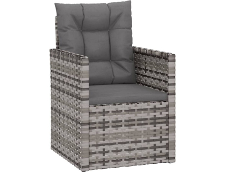 Sillón de jardín con cojín ratán sintético VIDAXL gris