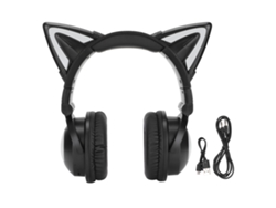 Auriculares Bluetooth Mali con orejas de gato, estéreo, micrófono, LED, para niñas y niños.