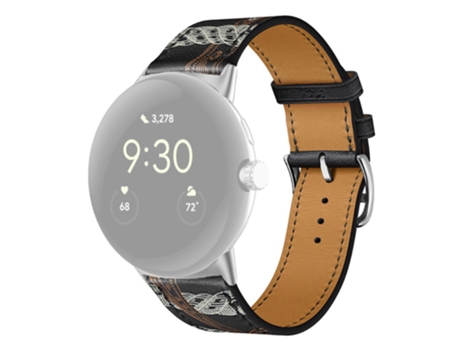 Correa de piel auténtica con hebilla para Google Pixel Watch - impreso en negro