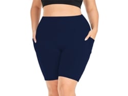Shorts De Ioga Femininos Plus Size - Com Bolsos - 2xl Azul Siurn