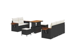 Maison Exclusive - Conjunto De Sofás De Jardín 8 Pcs Negro Ratán Sintético