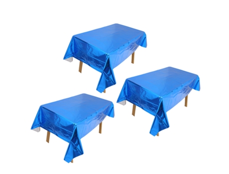 piezas de mantel de fiesta de papel de aluminio 137*183CM mantel impermeable de plástico brillante para fiesta de compromiso de boda azul marino