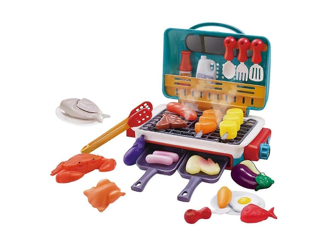 Juego De Cocina Infantil Con Parrilla, Efectos De Luz, Sonido, Rociador Y Comida Que Cambia De Color La2356