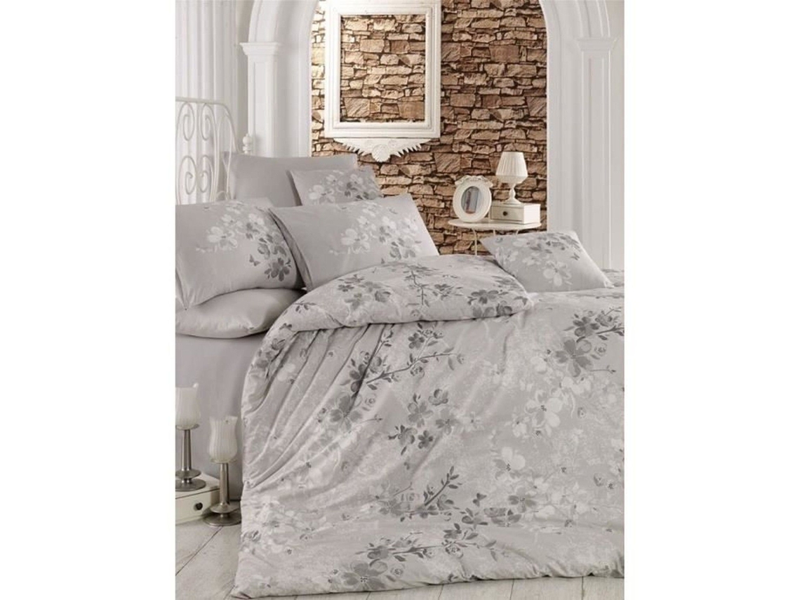 Juego De Cama - Funda Nórdica 220 X 240 + 2 Fundas De Almohada 60 X 60, Algodón Reforzado - Gris