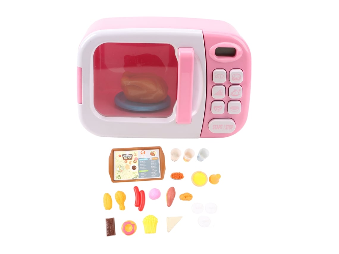 2026-juego De Cocina De Simulación Con Microondas Electrónico, Luz Y Sonido, Juguete De Cocina Con Utensilios Y Comida Para Niñas