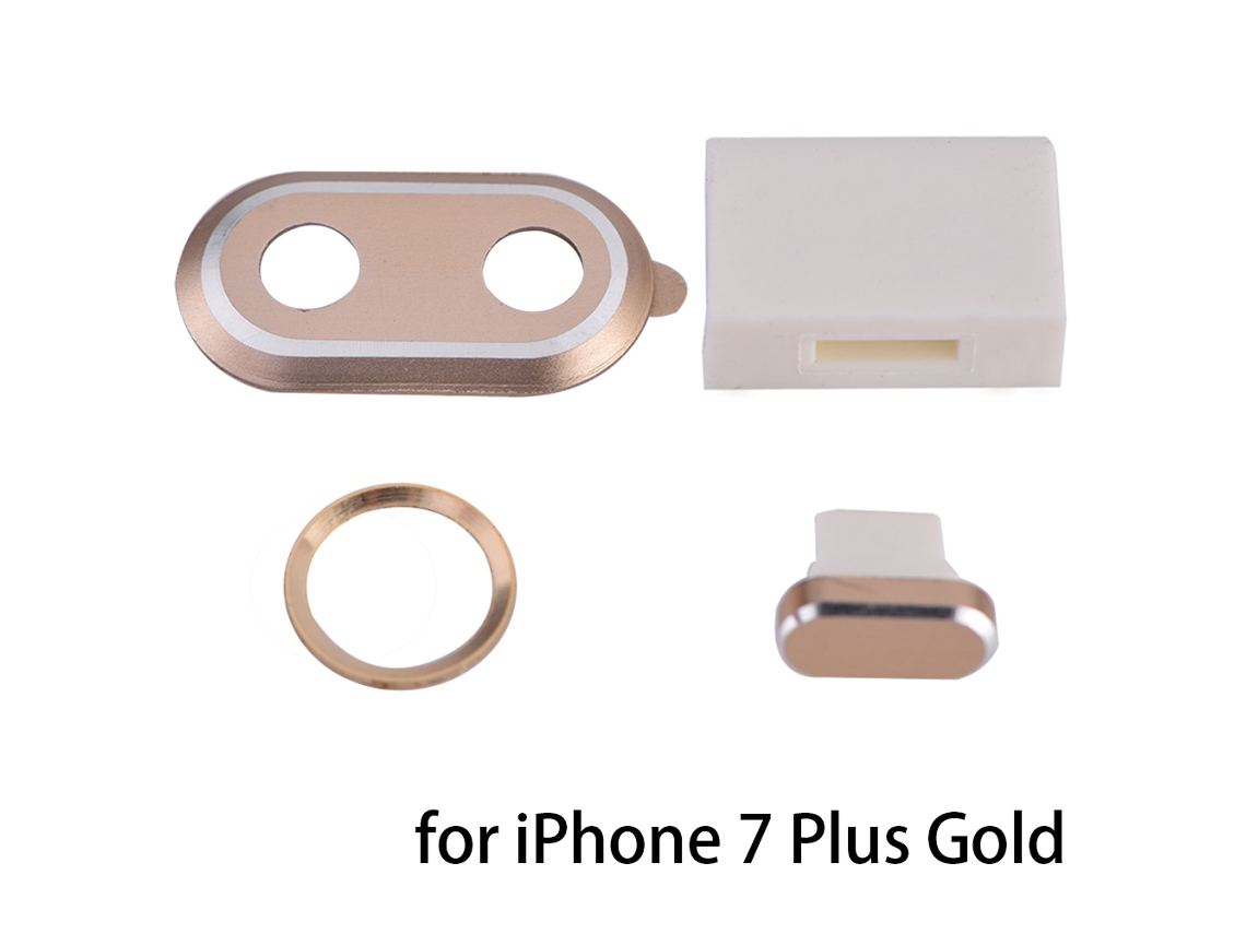 Parche De Botón De Huella Digital Del Teléfono, Tapón Contra El Polvo, Protege El Lente, Almacena El Tapón Contra El Polvo, Apple 7/7plus, Dorado, Set De 4 Piezas