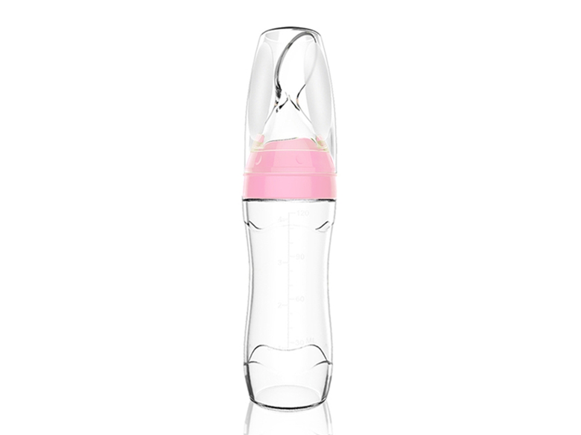 Biberón De Silicona Para Bebé Con Cuchara Y Dispensador De Comida, 120 Ml.