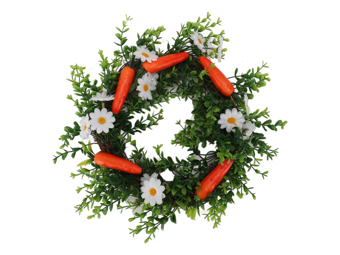 Guirnalda De Plantas Artificiales De Zanahoria Con Hojas Verdes Y Flores Para La Decoración De Paredes En Primavera Y Verano.