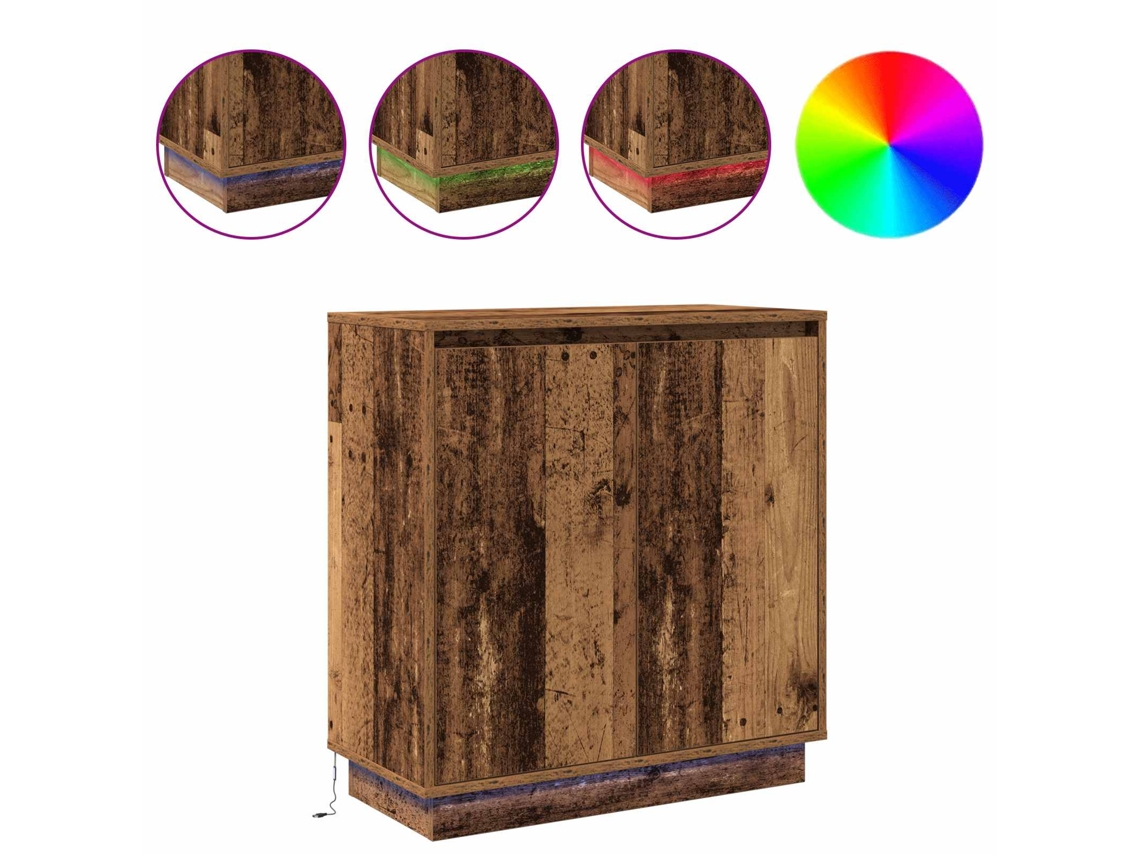 Maison Exclusive - Aparador Led Con Estante Madera Vieja 71 X 34,5 X 75 Cm