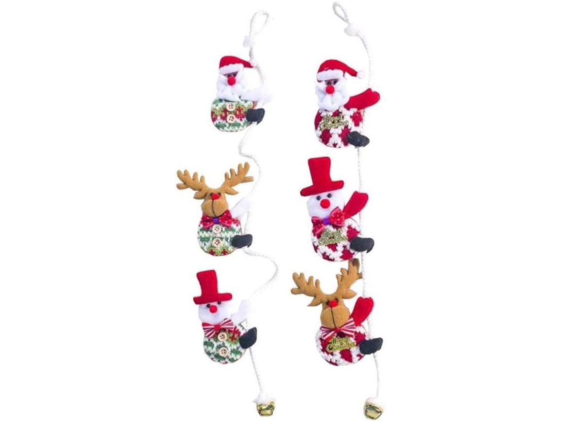 Decoración Colgante De Dos Piezas Con Forma De Escalera De Cuerda, Con Figuras De Papá Noel, Muñeco De Nieve Y Reno.