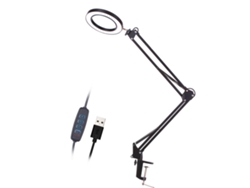 Lámpara De Mesa Con Lupa Led Ajustable 5x, Alimentación Usb, 3 Modos De Atenuación, Manos Libres.