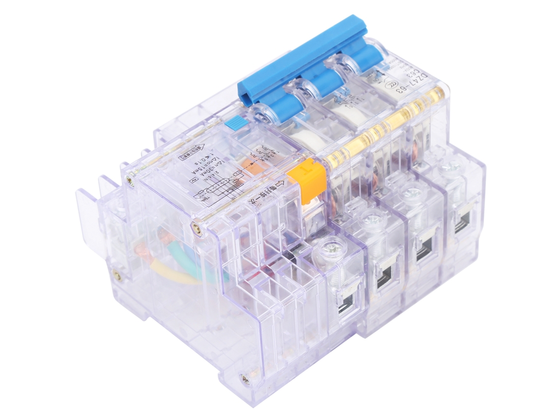 Disyuntor Miniatura Con Sonda De Fugas Transparente Dz47le-63 3p C63 6-63a Equipo Industrial