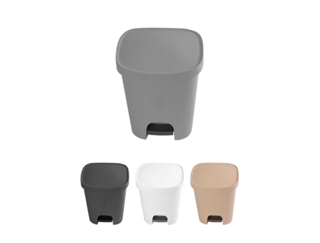 Cubo basura plástico Apertura Com pedal 25 Litros | Cubo reciclar Mate 35x30x42 cm Plata 25 Litros