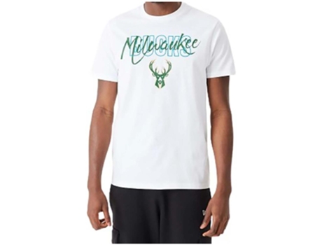 Camiseta de Hombre NEW ERA Corta Milwaukee Bucks Blanco (XL)