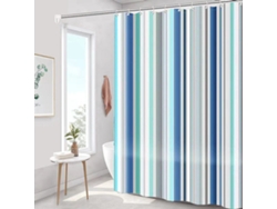 Cortina de ducha 180 cm x 200 cm Rayas Románticas en poliéster con ganchos Resistente al moho Impermeable