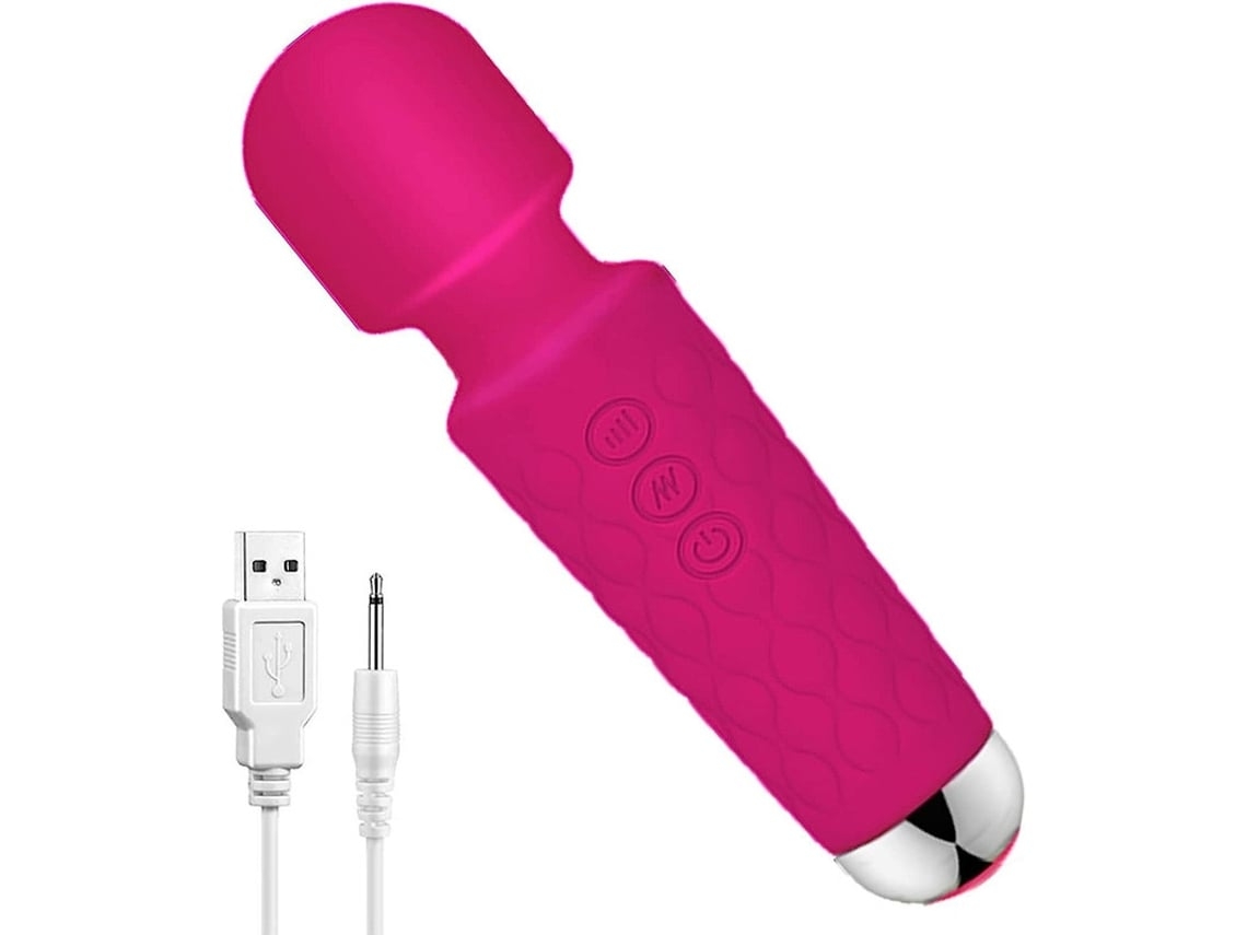 Mini Masajeador De Varita Con 20 Modos De Vibración Y 8 Velocidades Conmutables. Carga Usb. Rosa.