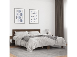 Estructura Cama Madera Ingeniería Metal Marrón Roble 150x200 Cm