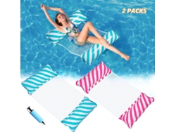 Hamaca de agua para adultos, diseño 4 en 1, hamaca inflable flotante para piscina con almohadas de alta flotabilidad y soporte de tela de malla.