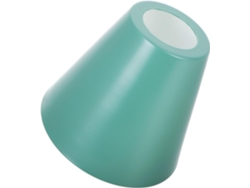 Lámpara de mesa cilíndrica de metal verde con casquillo E27 y robusta protección de hierro.