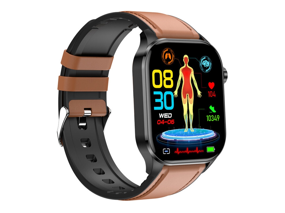 Reloj inteligente ET580 rojo con pantalla AMOLED HD de 2,04 pulgadas, medición de composición sanguínea, ECG, llamadas Bluetooth, resistencia al agua IP68 Mdug