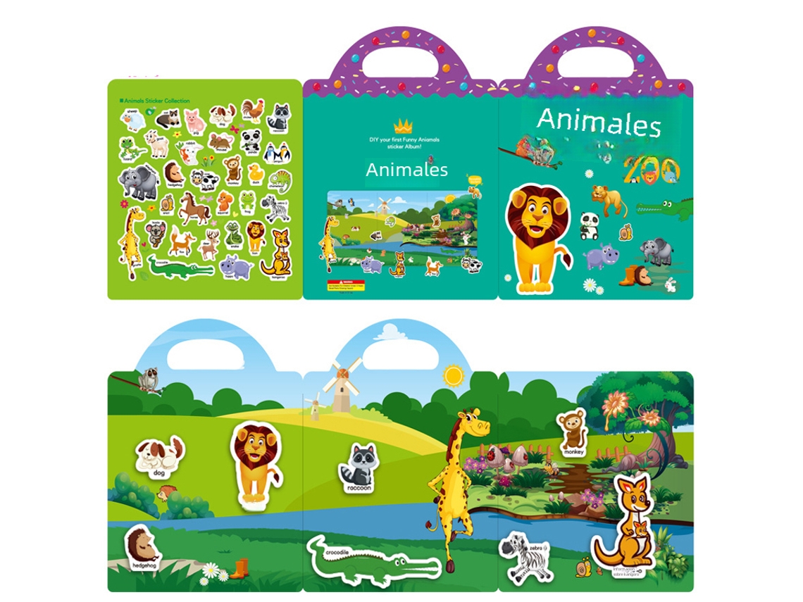 Libro de pegatinas reutilizables para niños con rompecabezas gratis, apto para niños. Mdug (estilo 4)