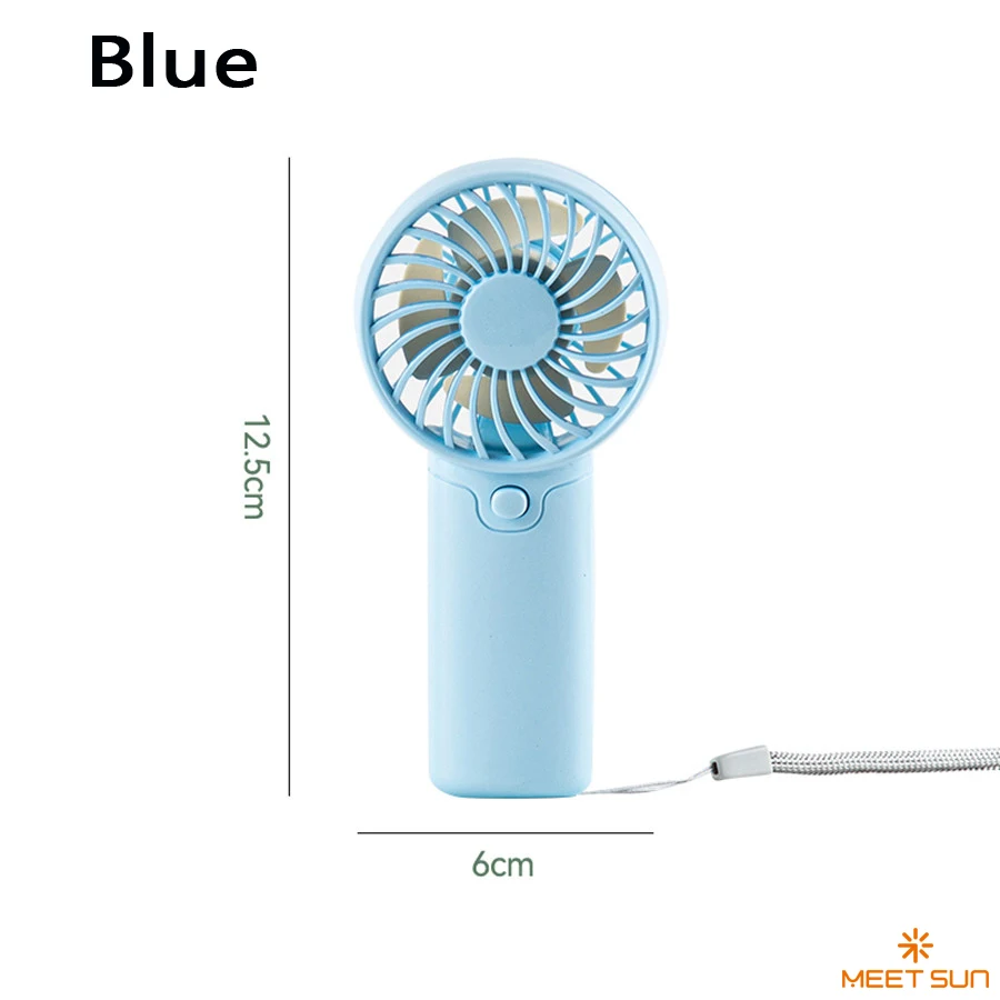 Mini Ventilador (azul), De Mano, Con Correa Para La Muñeca, Funciona Con Pilas Aa.