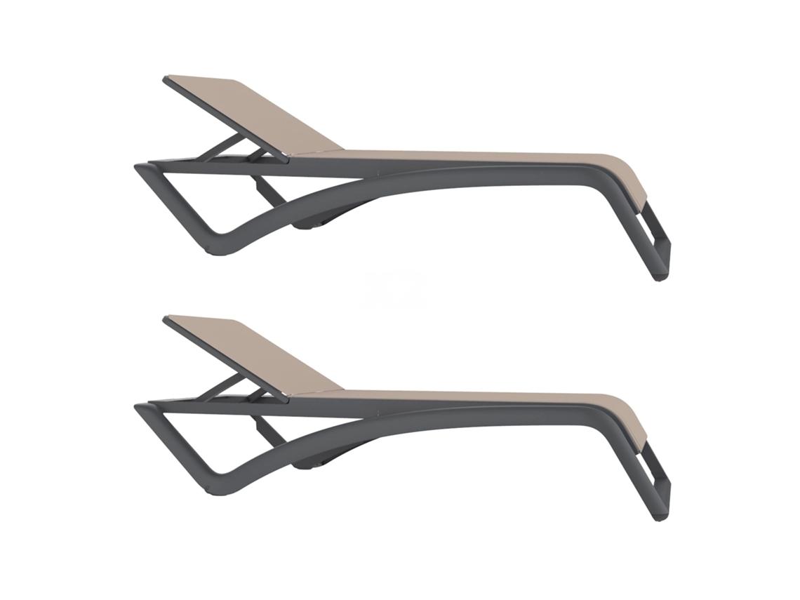 Set 2 Tumbonas Exterior Gris Oscuro - Beige Sky Club Resol