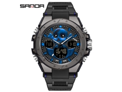 Reloj Electrónico Para Hombre (negro Y Azul), Reloj Deportivo Impermeable Para Exteriores, Reloj Electrónico Multifuncional Luminoso.