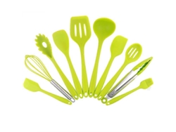 Nostalgia88 - Juego de utensilios de cocina de silicona (10 piezas, verde)