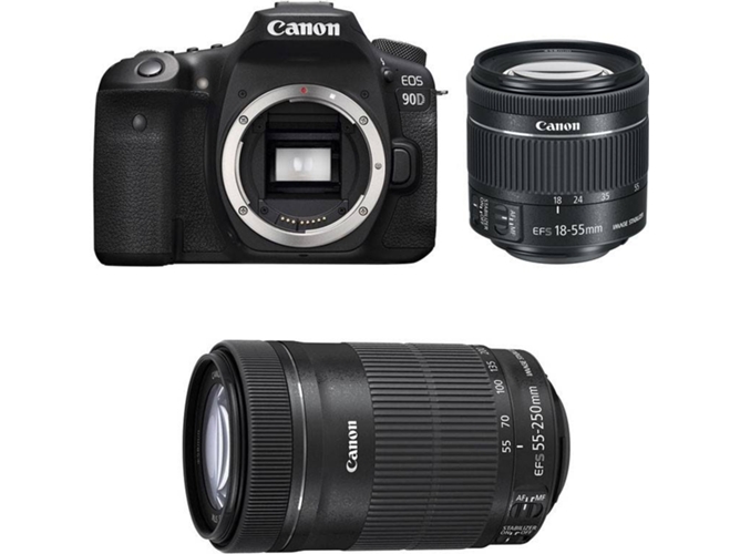 Kit Cámara Réflex CANON EOS 90D + 18-55 IS STM + 55-250 IS STM