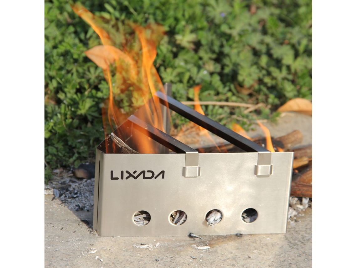 Estufa De Leña Portátil Con Acabado De Acero Inoxidable Lijado, Ligera, Ideal Para Acampar, Picnics Y Uso Al Aire Libre.