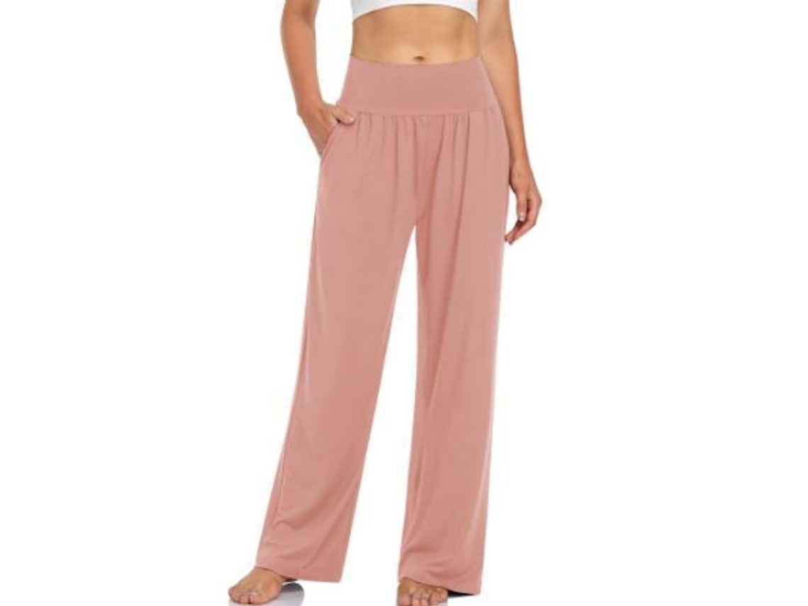 2026-pantalones Deportivos Mujer De Algodón Sueltos De Cintura Alta Con Bolsillos Para Yoga Y Pijama Xxl Rosa