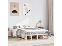 Estructura De Cama Sin Colchón Madera De Pino Blanca 140x200 Cm