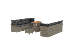 Maison Exclusive - Conjunto de sofás de jardín con cojines, 11 piezas, gris