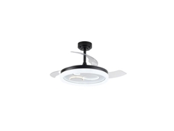 Ventilador Led Regulable Con Aspas Plegables Naira (50w 3cct 6000lm) Ip20 Fabricado En Acero, Pmma Y Policarbonato Color Negro