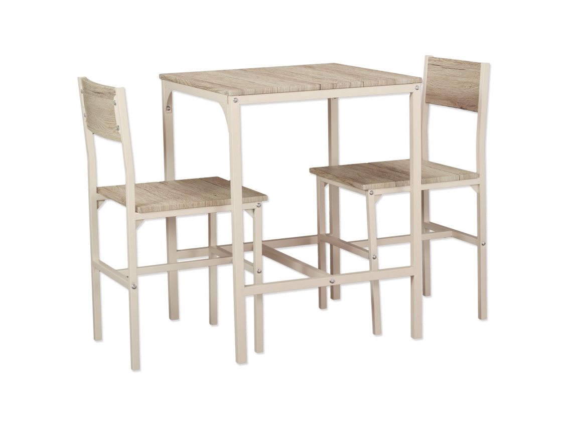 Conjunto de mesa de bar con 2 sillas, modelo Portofino, beige y roble claro de Yelloo