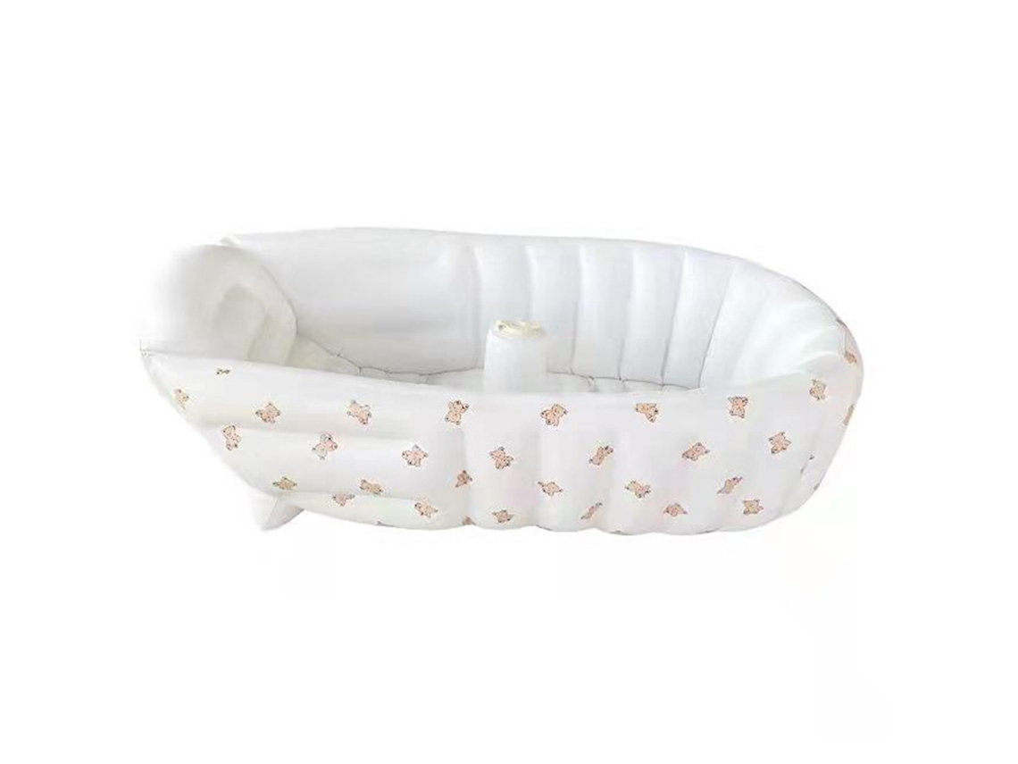 MEOIRUERY Bañera inflable para bebé con bomba de aire incorporada, lavabo de ducha de viaje portátil para bebés y niños pequeños, diseño de cuerno de sillín con
