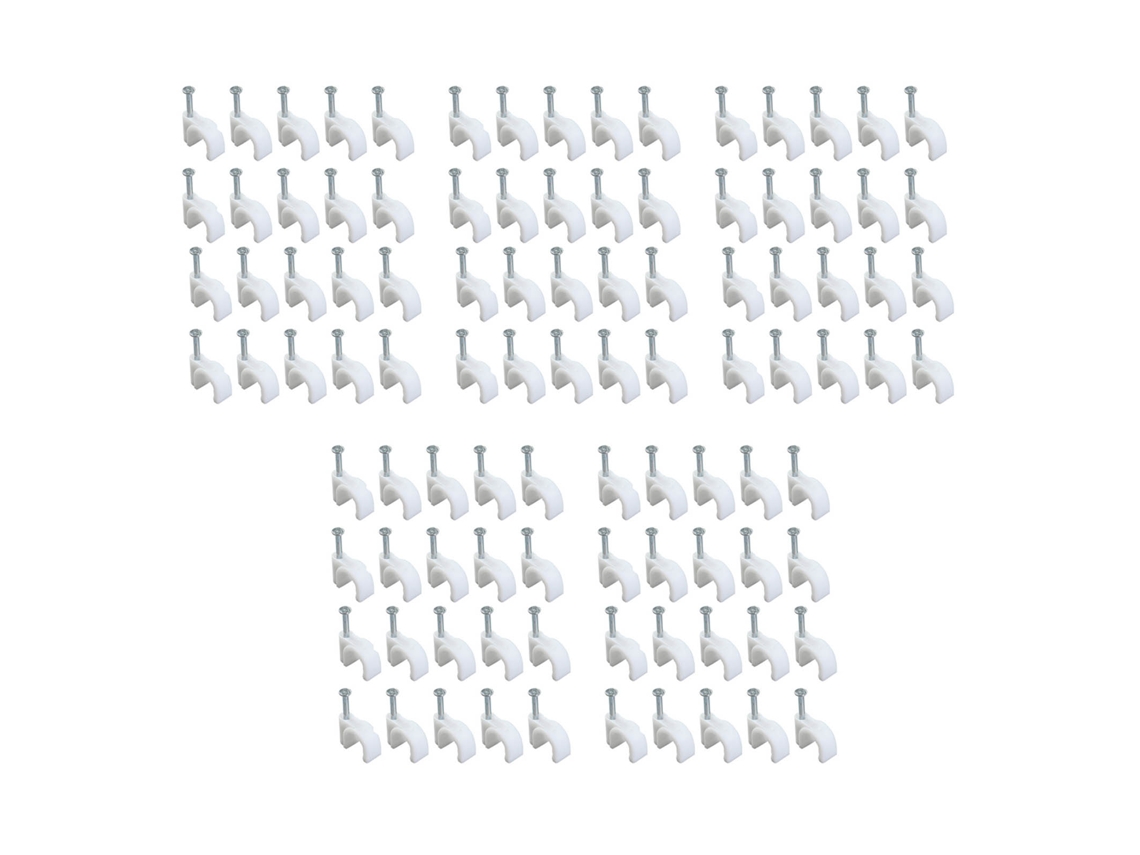 100 Clips De Acero Con Clavo De 5 Mm Para Fijación De Cables Redondos, Organización De Cables Y Montaje En Pared.