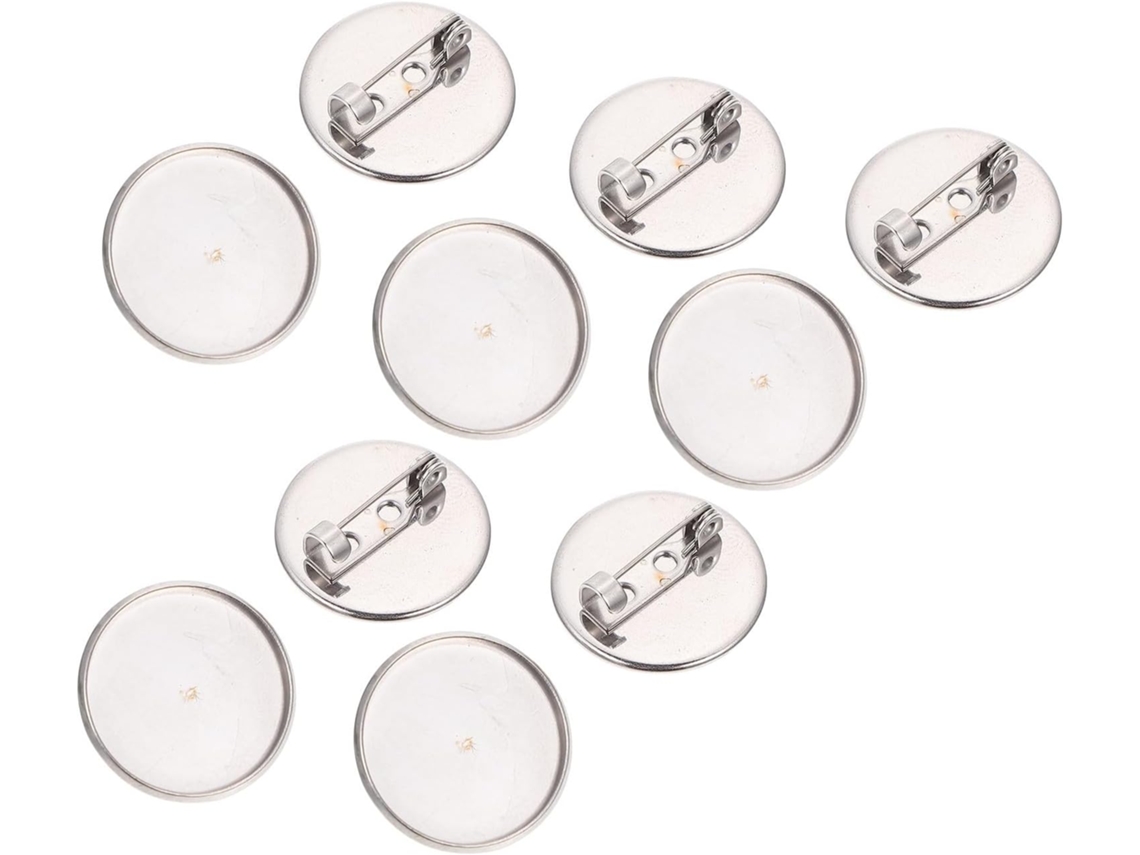 20 Bases Redondas Acero Inoxidable Plateado Broches Fáciles Guardar Bandejas Vacías Pecho Accesorios